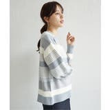 フェザー切り替えボーダーニットプルオーバー | ikka  | 詳細画像17 