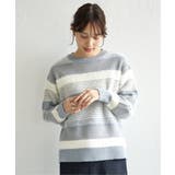 フェザー切り替えボーダーニットプルオーバー | ikka  | 詳細画像18 