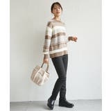 フェザー切り替えボーダーニットプルオーバー | ikka  | 詳細画像23 