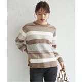 コーヒー | フェザー切り替えボーダーニットプルオーバー | ikka 