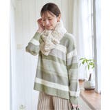 フェザー切り替えボーダーニットプルオーバー | ikka  | 詳細画像2 