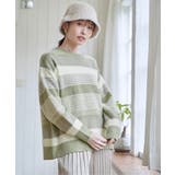 フェザー切り替えボーダーニットプルオーバー | ikka  | 詳細画像3 