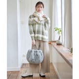 フェザー切り替えボーダーニットプルオーバー | ikka  | 詳細画像5 