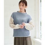袖配色ワイドリブニットプルオーバー | ikka  | 詳細画像3 