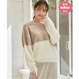 ベージュ | 【雑誌InRed1月号掲載】ブークレーフェザー切り替えニットプルオーバー | ikka 