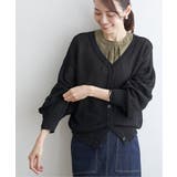 ブラック | Vネックラメニットカーディガン | ikka 