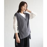 綿混サイドリボンニットベスト | ikka | 詳細画像11