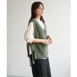 綿混サイドリボンニットベスト | ikka | 詳細画像14