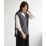 チャコール | 綿混サイドリボンニットベスト | ikka