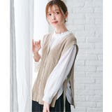 綿混サイドリボンニットベスト | ikka | 詳細画像2