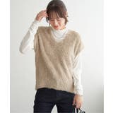 ベージュ | フェザーＶネックベスト | ikka 