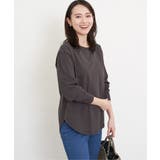 チャコール | コットンUSA裾ラウンドロンT | ikka 