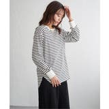 ホワイト | コットンUVケア裾ラウンドロンT | ikka