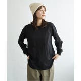 ブラック | コットンUVケア裾ラウンドロンT | ikka