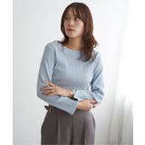 サックスブルー | ストライプジャガードプルオーバー | ikka