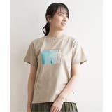 ベージュ | ロゴフォトプリントTシャツ | ikka