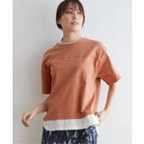 オレンジ | コットンUSA裾レイヤードTシャツ | ikka 