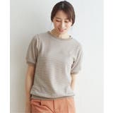ベージュ | ハニカム柄ジャガードカットソー | ikka