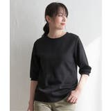 ブラック | ふくれジャガード5分袖プルオーバー | ikka