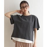 チャコール | コットンUSA裾レイヤードTシャツ | ikka 