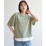 コットンUSA袖刺繍レイヤーTシャツ | ikka  | 詳細画像6 