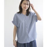 ブルー | シアサッカー2WAY袖タックプルオーバー | ikka 