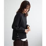 ブラック | ラメワッフル裾リングドットプルオーバー | ikka 