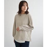 ベージュ | ラメワッフル裾リングドットプルオーバー | ikka 