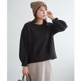 ブラック | リップル裾タック長袖プルオーバー | ikka 