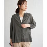 チャコール | コットン楊柳バンドカラーシャツ | ikka 