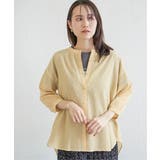 イエロー | コットン楊柳バンドカラーシャツ | ikka 