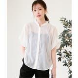 オフホワイト | コットンライクシアードルマンブラウス | ikka 