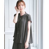 チャコール | 【セットアップ対応】カッセンギャザーフレンチ袖ブラウス | ikka 