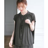 【セットアップ対応】カッセンギャザーフレンチ袖ブラウス | ikka  | 詳細画像3 