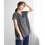 ブラック | ジョーゼットフレンチスリーブブラウス | ikka 