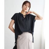 ネイビーブルー | ジョーゼットフレンチスリーブブラウス | ikka 