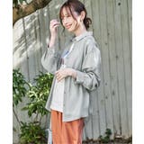 グリーン | サテン／ドビーサイドリボンシャツ | ikka 