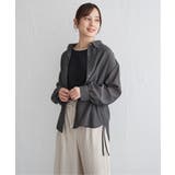 チャコール | サテン／ドビーサイドリボンシャツ | ikka 