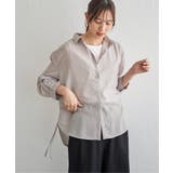 グレージュ | サテン／ドビーサイドリボンシャツ | ikka 