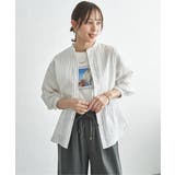 ホワイト | 冷感リネンバンドカラーシャツ | ikka 