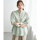 ライトグリーン | 冷感リネンバンドカラーシャツ | ikka 