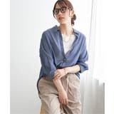 ネイビーブルー | シアーデニム7分袖シャツ | ikka 