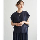 ネイビーブルー | 【セットアップ対応】冷感ボイルタックドルマンブラウス | ikka 