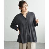 チャコール | 冷感楊柳バンドカラーシャツ | ikka 