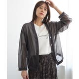 チャコール | V襟シアーカーディガン | ikka