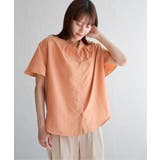 オレンジ | 襟フリル2WAY半袖ブラウス | ikka 