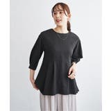 ブラック | サッカーペプラムブラウス | ikka 