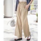 ベージュ | 麻混ベルト付きイージーパンツ | ikka 
