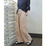 ベージュ | 麻混ベルト付きイージーパンツ | ikka 