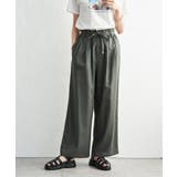 チャコール | 麻混ベルト付きイージーパンツ | ikka 